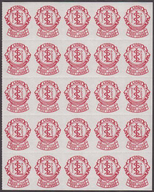 RSA - LIONS SAVE LIVES, MEDIC ALERT STAMPS (25), SELF-ADHESIVE FULL SHEET - AS NEW!!!!!