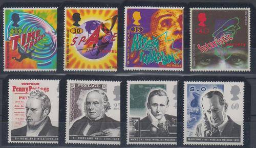 GB - 2 X SETS OF 4 SINGLES (HG WELLS AND SIR ROWLAND HILL & MARCONI), ALL U/M - CV:R200!!!!!