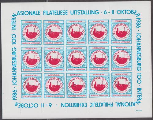 RSA - JOHANNESBURG 100. INTERNATIONAL PHILATELIC EXHIBITION, SELF-ADHESIVE FULL SHEET - AS NEW!!!!!