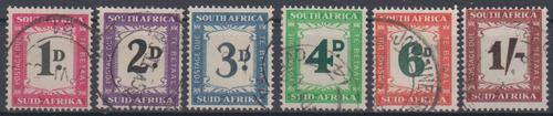 UNION SA - 1950-1958 POSTAGE DUE SET OF SINGLES TO 1 SHILLING, FINE USED - CV:R590!!!!!