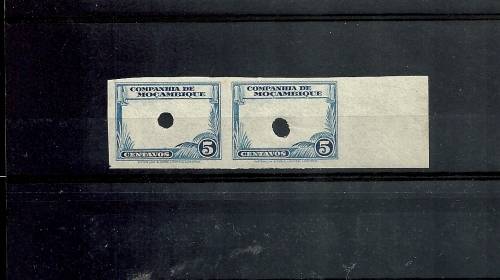 1937 MOZAMBIQUE COMPANY MNH - scarce 5c PROOF IMPERF Punched PAIR with extra Margin -superb PROOF