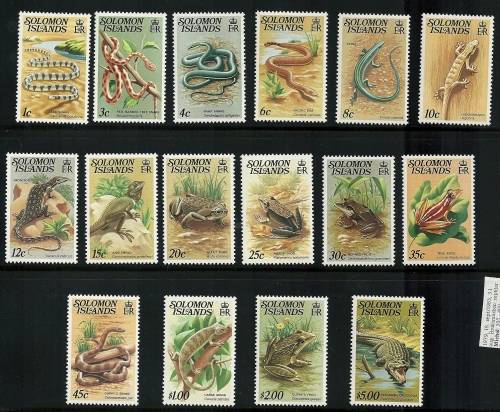 SOLOMON ISLANDS MNH 1979 "REPTILES rEPTiLeS -" Stunning, magnificent set of 16 to $5 Crocodile