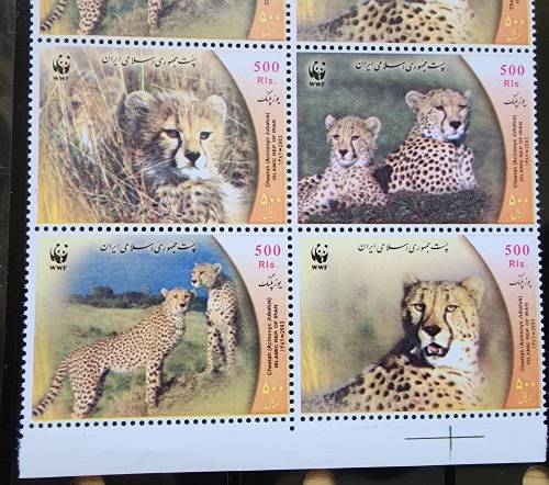 Thematic- Iran 2003 CHEETAH and WWF logo- marginal se-tenant Block of 12 - Astonishing issues!