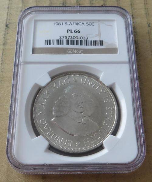 1961 South Africa 50C Crown PL66 NGC Graded