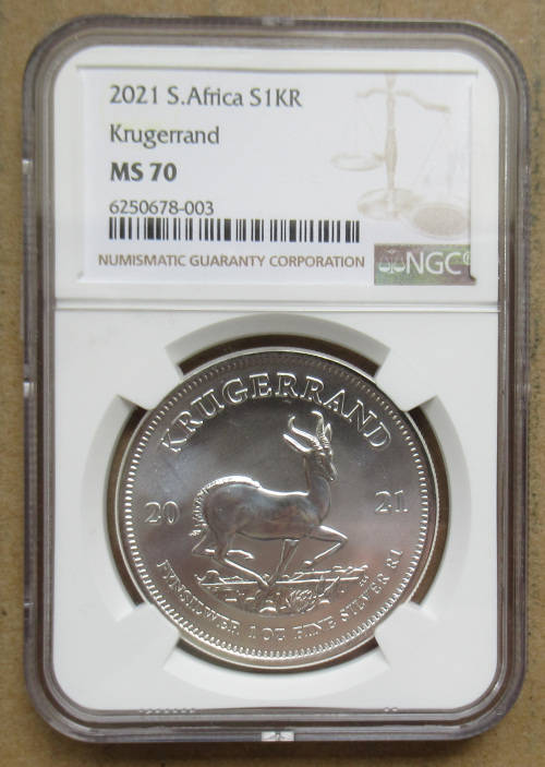 2021 Silver Krugerrand NGC graded MS70 Perfect coin