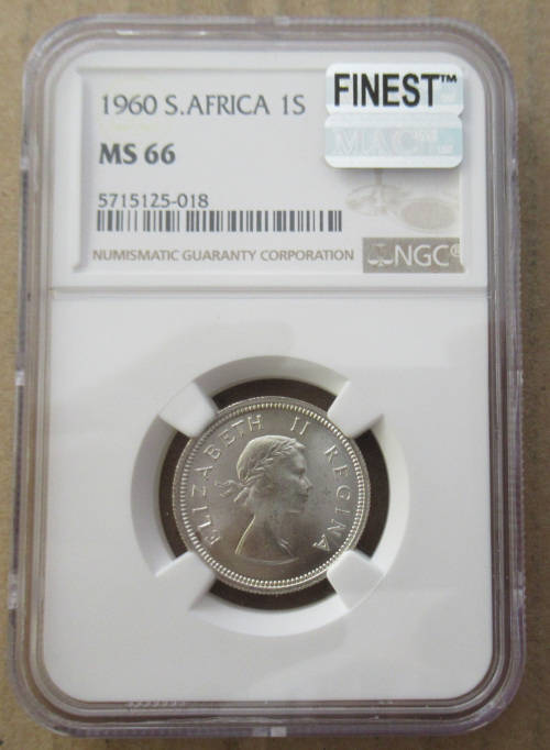 1960 1 Shilling MS66 NGC Finest Known. MAC Spotless