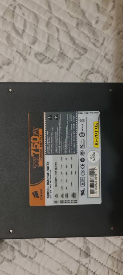 Corsair TX750W Enthusiast Series  80 PLUS® Certified Power Supply