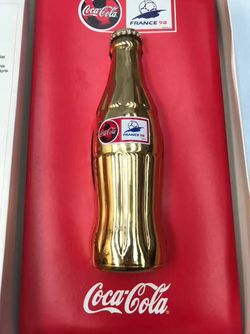 Coca Cola Colectors French World Cup Gold Bottle 1998