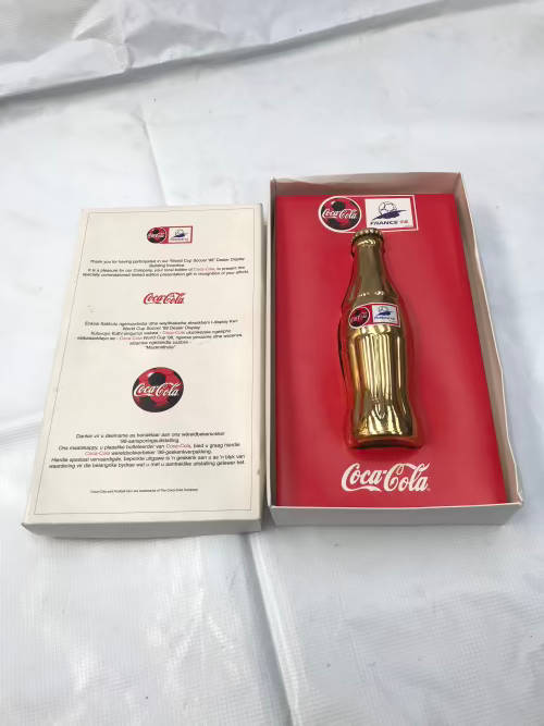 Coca Cola Colectors French World Cup Gold Bottle 1998