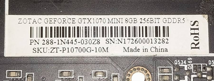 !! ZOTAC GEFORCE GTX 1070 MINI GPU GRAPHICS CARD - PARTS OR REPAIR !!