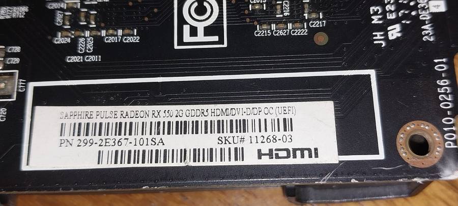 !! AMD SAPPHIRE RX 550 2GB GPU GRAPHICS CARD - PARTS OR REPAIR !!