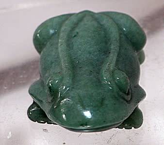 Hand Carved and Polished Green Jade Frog