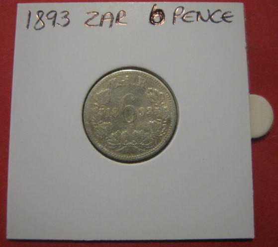 ***1893 ZAR 6 PENCE - CIRCULATED ***