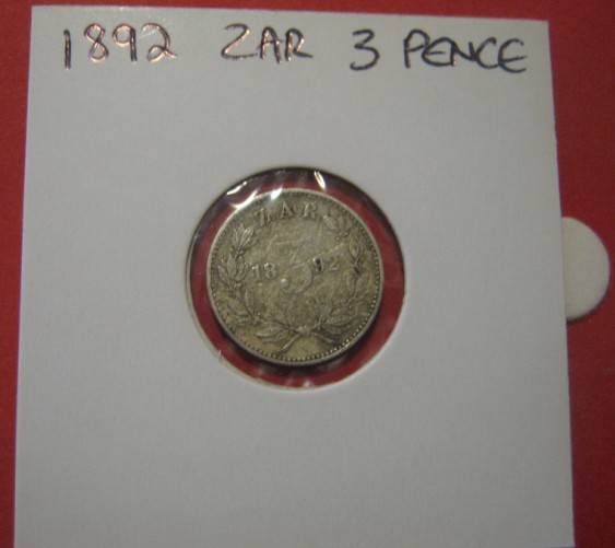 ***1892 ZAR 3 PENCE - CIRCULATED ***