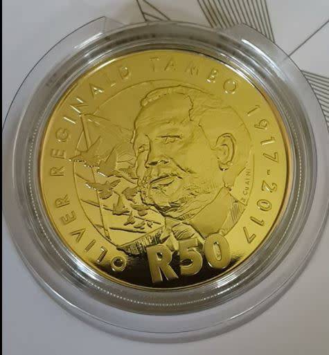 2017 - SA R50 COLLECTABLE PROOF COIN - OLIVER TAMBO - BASE METAL-  IN FOLDER AS ISSUED