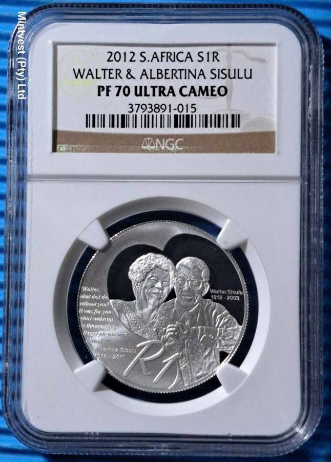 *** 2012 - SA SILVER R1 - WALTER AND ALBERTINA SISULU - NGC PF70 ULTRA CAMEO ***