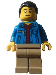 Town Male 511 (Blue Jacket over Dark Red V-Neck Sweater) - Lego City Minifigure