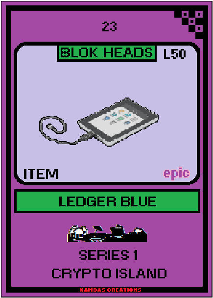 Blok Heads NFT (23) Ledger Blue 1/222 Epic Item (WAX Wallet) FREE SHIPPING