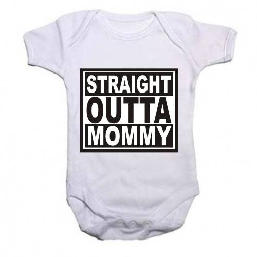 Straight Outta Mommy short sleeve baby grow onesie - 12-18 months ONLY