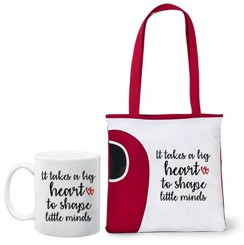 **BLACK FRIDAY PROMO**Teacher gift - It takes a big heart to shape little minds tote and mug combo