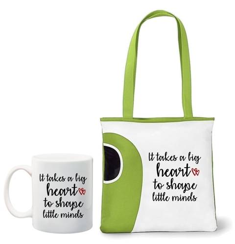 **BLACK FRIDAY PROMO**Teacher gift - It takes a big heart to shape little minds tote and mug combo
