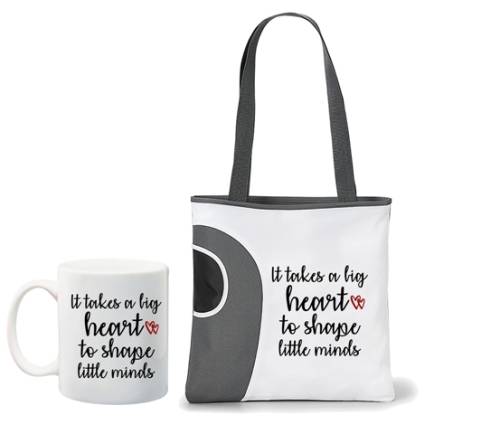 **BLACK FRIDAY PROMO**Teacher gift - It takes a big heart to shape little minds tote and mug combo