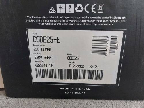 Marshall Code 25 Guitar Amp with Effects