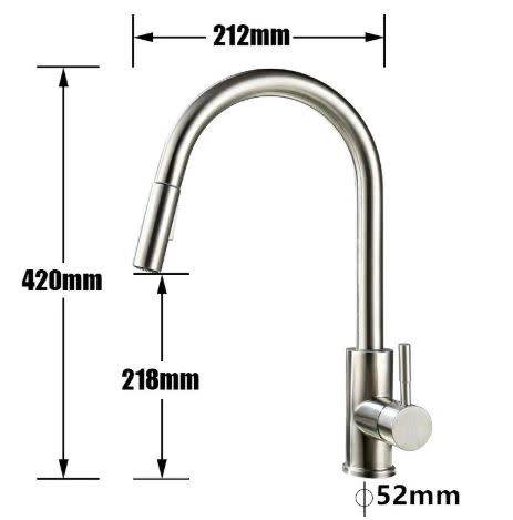 Brushed Nickel Stainless Steel Kitchen Sink Faucets Mixer 360 ° Rotation Smart Touch Sensor Pull Out