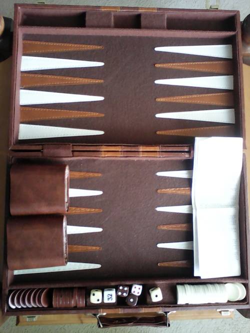 Vintage Backgammon In Faux Leather Carry Case