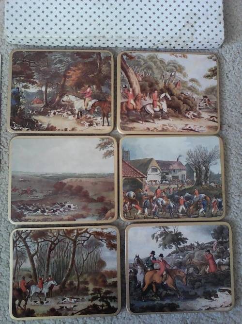 Set of 6 Vintage Hunting Coasters In Original Packaging