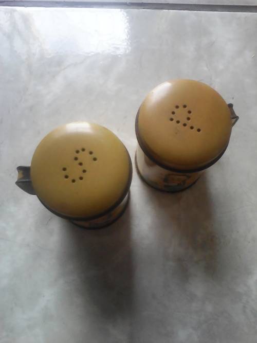 Vintage Tin Mazawattee Salt @ Pepper Set + 2 Other Vintage Items