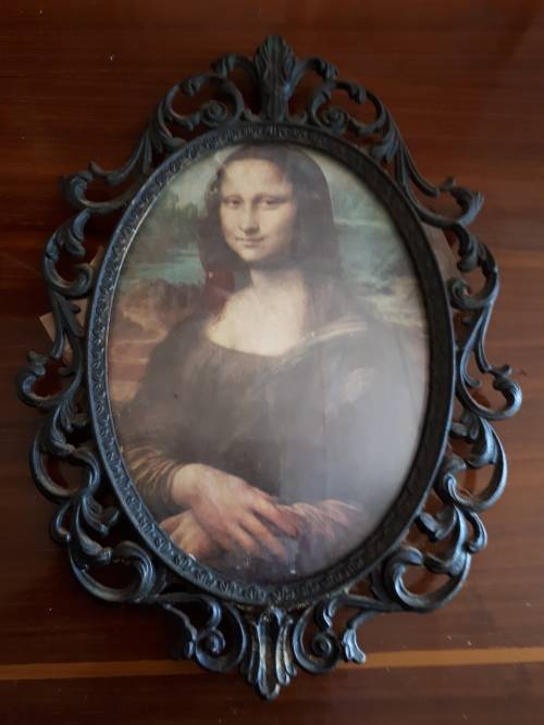 Vintage Italian Frame With Mona Lisa Print (Pre 1950's)