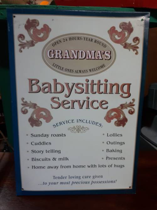 Grandma`s Babysitting Service Metal Plaque
