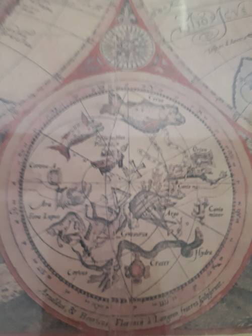 Antique Latin Framed Map Of The World