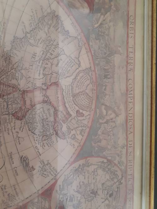 Antique Latin Framed Map Of The World