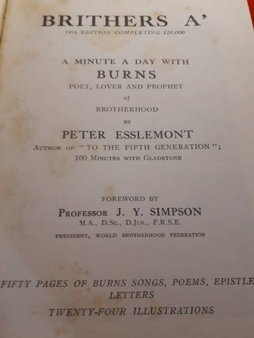 Circa 1945 Brithers A`, A Minute A Day With Burns - 14th Edition Completing 120,000