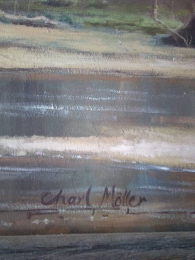 Internationally Acclaimed 20th-C SA Artist Charl Moller Oil on Canvas 'Fish Eagle'
