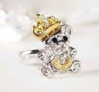 OPEN PLATED SILVER AND GOLD TEDDY WITH CRYSTAL