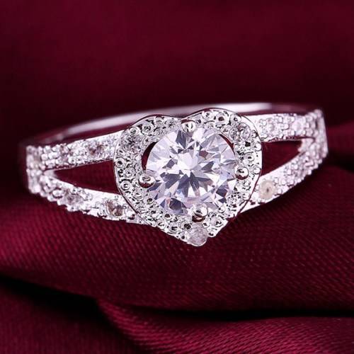 **HIGH QUALITY*** SILVER PLATED RING WITH ZIRCONIAS - SIZE 9