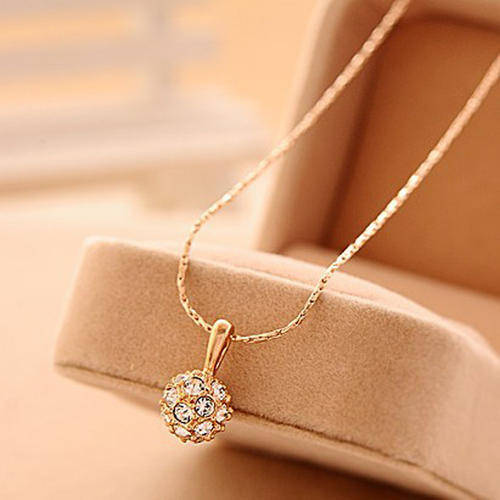 GOLD PLATED SMALL CRYSTAL BALL WITH CHAIN