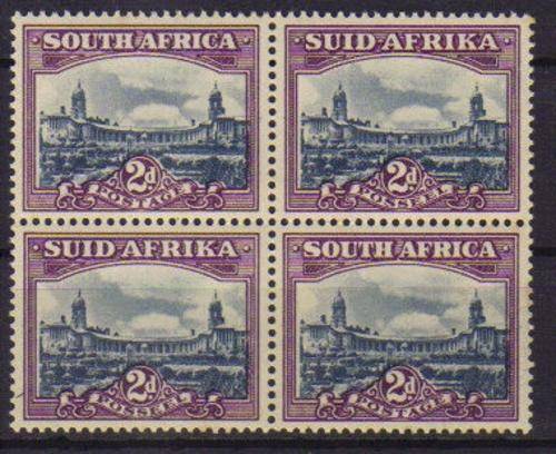 UNION SACC 115 block of 4 (Union Buildings - Redrawn) MNH - Light Toning on back