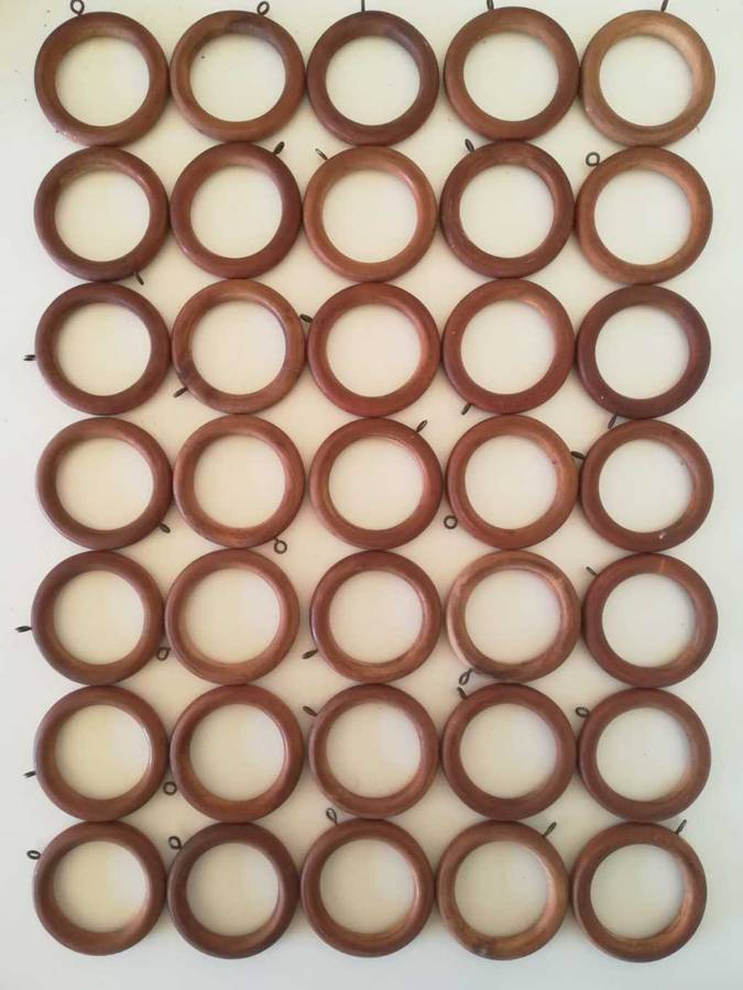 35 Vintage Wooden Curtain Rings 35mm