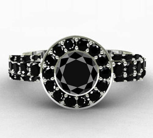 3.18 carat + BLACK DIAMOND MOISSANITE SOLID SIVER 925 SILVER