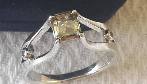 1.14ct - K- Emerald Cut -VVS2 - Moissanite Ring -Real Black Diamonds