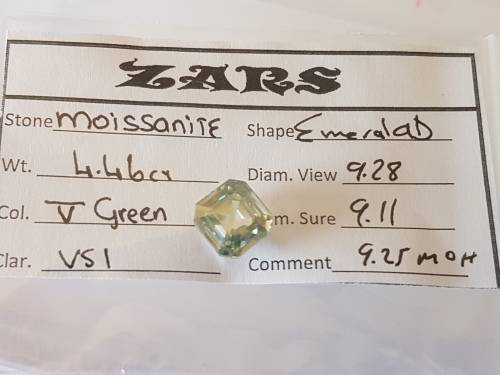 4.46ct - Grey/Green -Emerald Cut - VS1 - [9.28 x 9.11mm ]Top Quality Moissanite