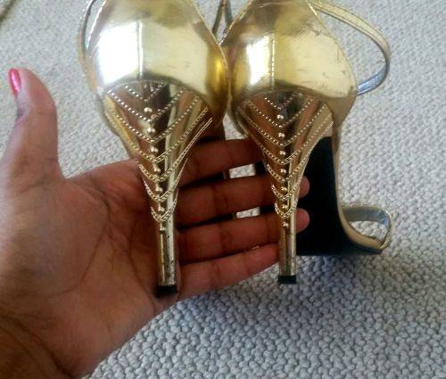 Gold high heel sandles