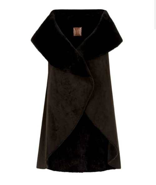 Waterfall Sleeveless Suede coat with complete fur inner