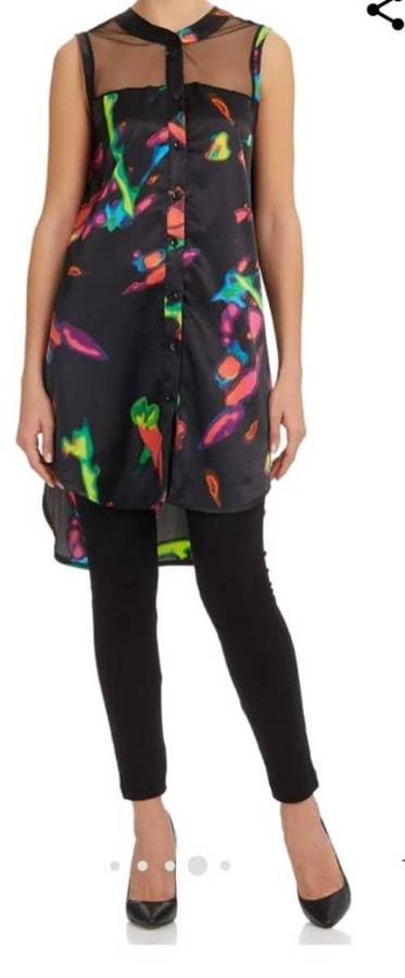 Beautiful Kaftan Tunic With Mesh Inset Black