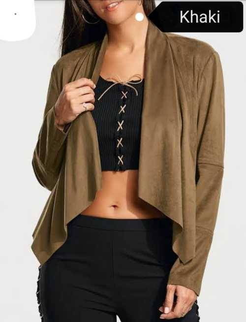 Suede Khaki Waterfall Jacket