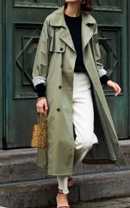 Green maxi Trench Coat